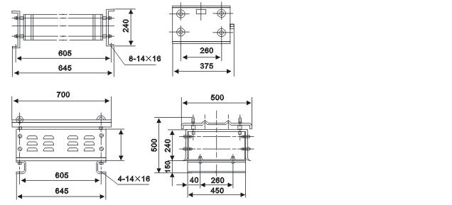 ZX17系列不锈钢电阻器外形安装尺寸