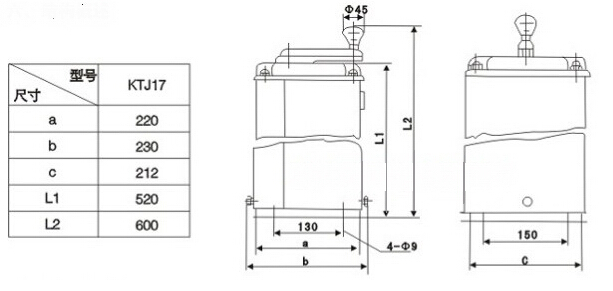 KTJ17B系列凸轮控制器外形及安装尺寸